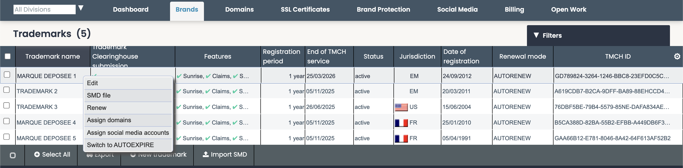 TMCH - Trademark management - BS portal - Action.png